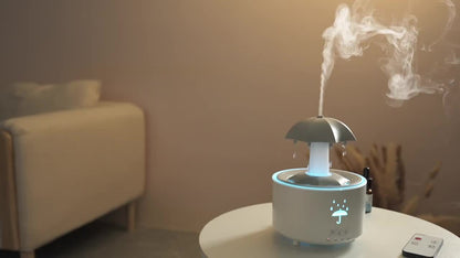 1pc Rotating Umbrella Aroma Diffuser | Humidifier, with Simulated Raindrops, Remote Control, Can Add Essential Oils, Three-Speed Timer, Rotating Raindrop Design, Humidifier | Essential Oils Diffuser, Suitable for Home Relaxat