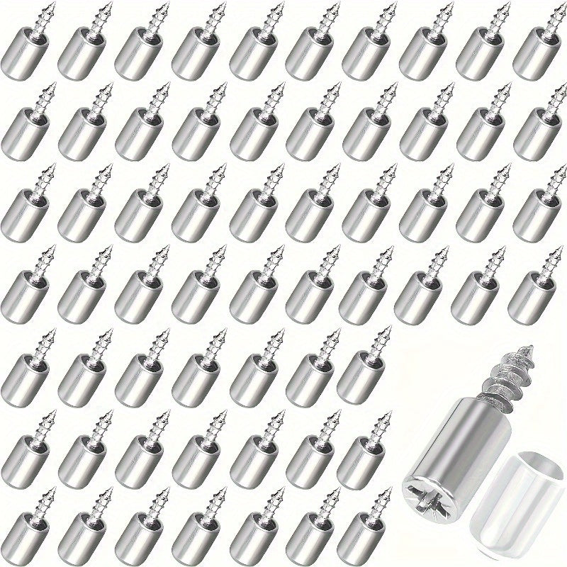 60pcs Heavy-Duty Nickel-Plated Self-Tapping Screws with Anti-Slip Rubber Sleeves - No Pre-Drilling Needed, for Wooden Cabinets, Shelving, Furniture - Compatible with Power Drills - by GUTEBANG