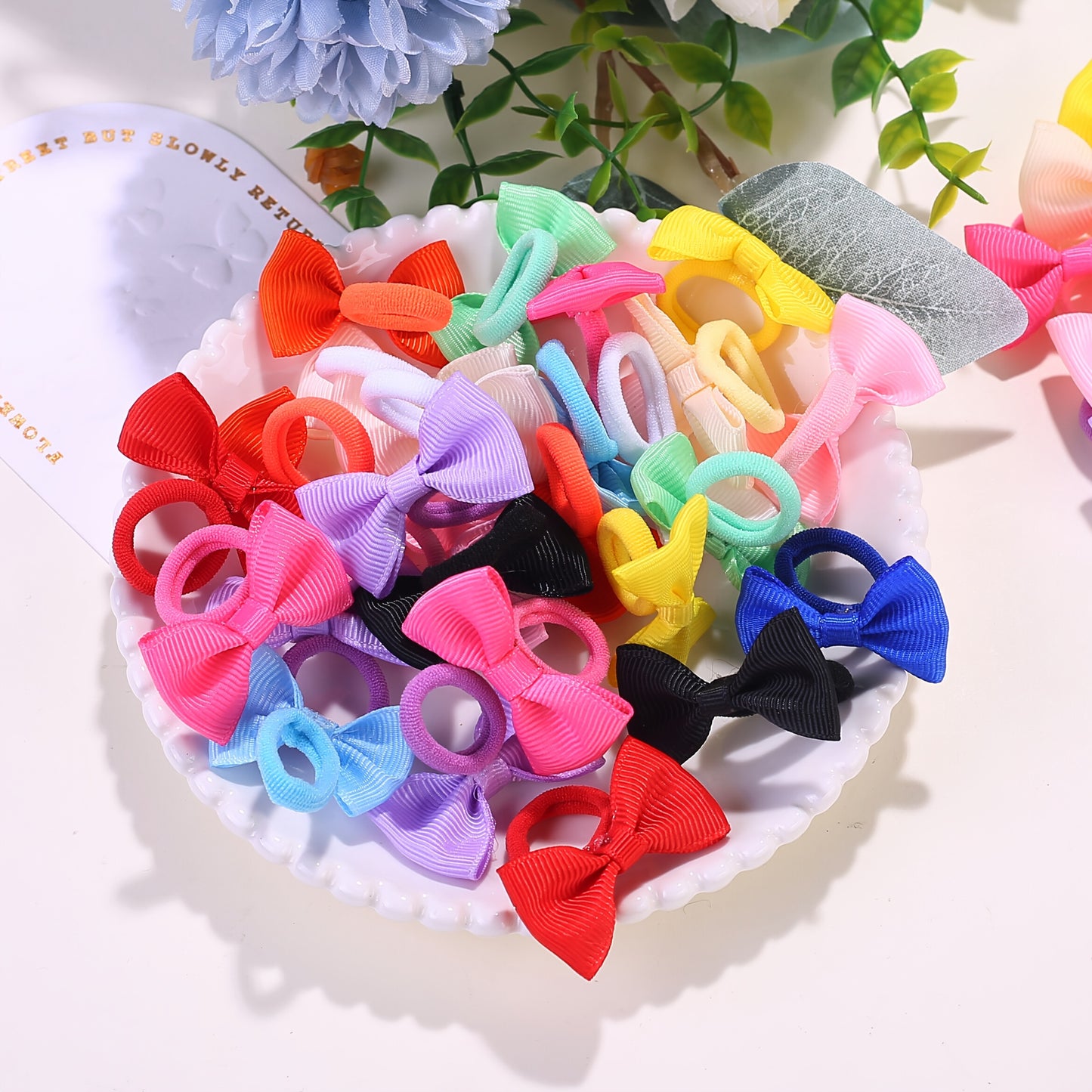 10/20/30/40pcs Girls' Elastic Hair Ties - Soft Pastel & Bright Colors (Red, Pink, Yellow, Green, Blue, Purple, Black, White,) - Non-Slip Hair Bands for Youngsters, Youngsters, Birthday Parties, Halloween, Chinese New Year - S