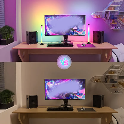 Smart LED Light Bars, RGB+IC Light Bar for Room, 16 Million Colors & 213 Preset Modes Gaming Lights, Remote Control & App Control, Dynamic Music Sync Mode TV Backlight, USB Powered Ambient Lighting---2pcs/set