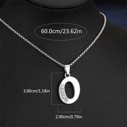 Stainless Steel Hip Hop Initial Necklace, Glass Embedded Alphabet Pendant, Daily Occasion Jewelry, Ideal Graduation Gift, All-Season Accessory, Perfect for Halloween, Daily Wear Jewelry|Hip Hop Style|Glass Embedded Lette