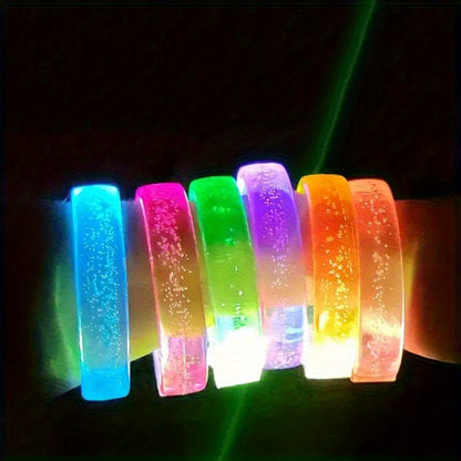 8pcs LED Glow-in-the-Dark Bracelets - UV Activated Neon Glow Party Chains, Multi-Color LED Light Up Bracelets for Concerts, Clubs, Birthdays, Carnivals - with Button Batteries Included - Perfect for Group Party Favors & Glow