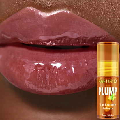 KAFURUX PLUMP Lip Oil, High Hydration Moisturizer, Natural Ginger Scent, All Skin Types, High Shine Finish, Liquid Form, 3ml/0.1oz