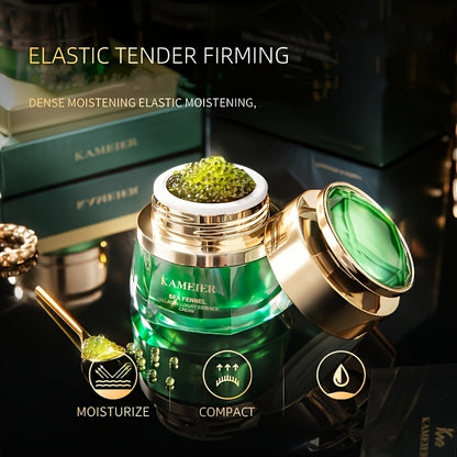 Sea fennel Collagen Essence Cream 30g, firming, moisturizing, with hyaluronic acid and glycerin, leaves Light Beige hydrated and smooth, suitable for all Light Beige types, St. Patrick's Day Makeup base