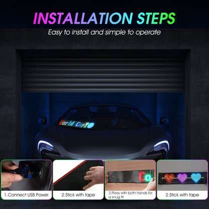 Programmable LED Sign Light with APP & USB Control, Text/Scrolling Messages, Dimmable Brightness, Wireless Smart - Flexible Matrix Panel for Garage, Car Dealership, Store, Home, Valentine's/Christmas Decorations - USB-Powered