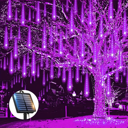 Loyyz Solar-Powered Meteor Shower Lights Outdoor - Meteor Shower Effect Garden Decorations with Solar Panel, IPX4 High Quality, for Wedding, Easter, Ramadan, Patio, Tree, Roof - Energy-Efficient LED String Lights, Out Side So