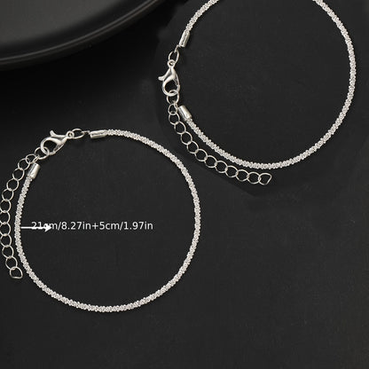 1pc/2pcs Set Simple Japanese and Korean Copper Anklet for Women, Perfect for Dating, Vacation, and Casual Attire in Summer
