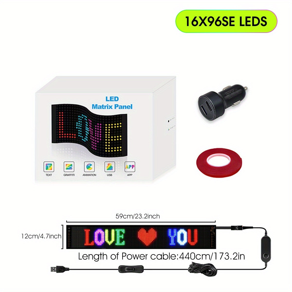 Programmable LED Sign Light with APP & USB Control, Text/Scrolling Messages, Dimmable Brightness, Wireless Smart - Flexible Matrix Panel for Garage, Car Dealership, Store, Home, Valentine's/Christmas Decorations - USB-Powered
