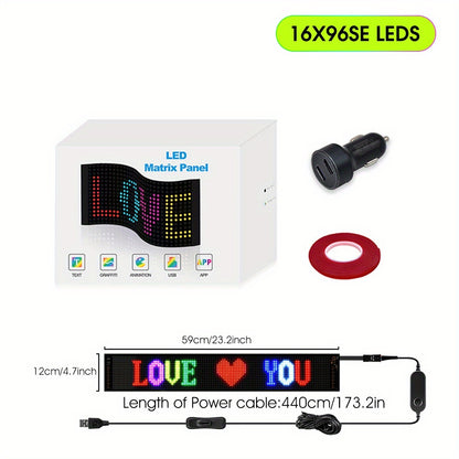 Programmable LED Sign Light with APP & USB Control, Text/Scrolling Messages, Dimmable Brightness, Wireless Smart - Flexible Matrix Panel for Garage, Car Dealership, Store, Home, Valentine's/Christmas Decorations - USB-Powered