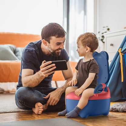 Baby Toilet, Toddler Potty Training Toilet with Toilet Brush, 19. 5cm/21cm High Children's Potty, Green/Blue