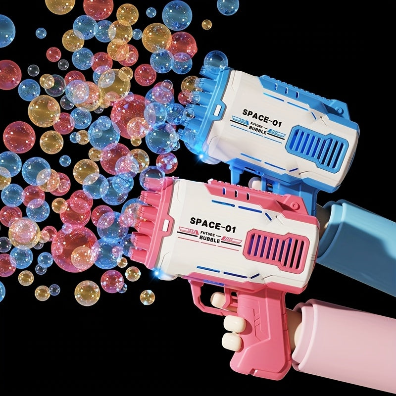 Boys & Girls Handheld Bubble Blaster Outdoor Play Toy - Pink & Blue Bubble Wand with Adjustable Airflow, Durable Plastic Construction, No Solution/Batteries Needed, Holiday Gift for Kids, Bubble Machine for Outdoor Play, Adju