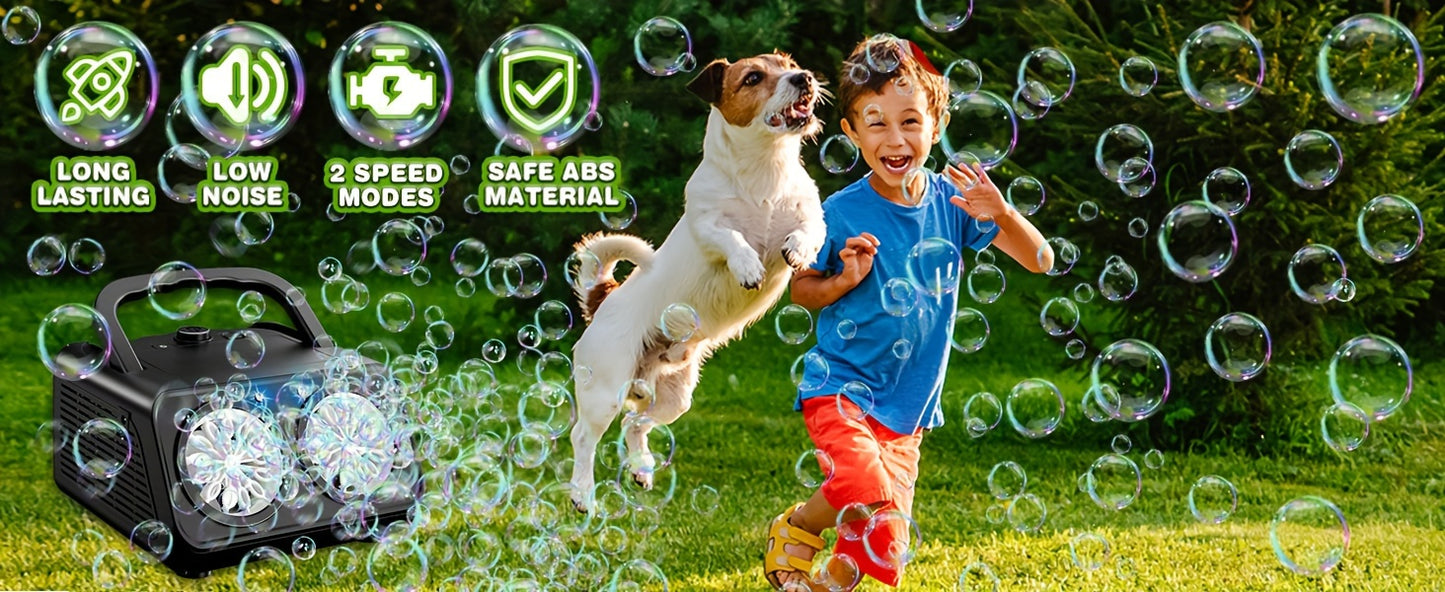 Ultimate Bubble Blaster - 20K+ Bubbles/Min, Dual Fan Portable Outdoor Toy with USB or Battery Power, Perfect for Parties & Christmas Gifts (Bubble Solution & Batteries Not Included)