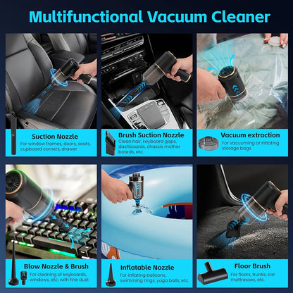 4 In 1 Portable Cordless Handheld Vacuum Cleaner, Powerful Suction For Cars, Computers, Sofas, Offices, Pets, And Homes - Includes Multiple Nozzles, USB Rechargeable, Car Vacuum Cleaner, For House, Car, Office, Couch