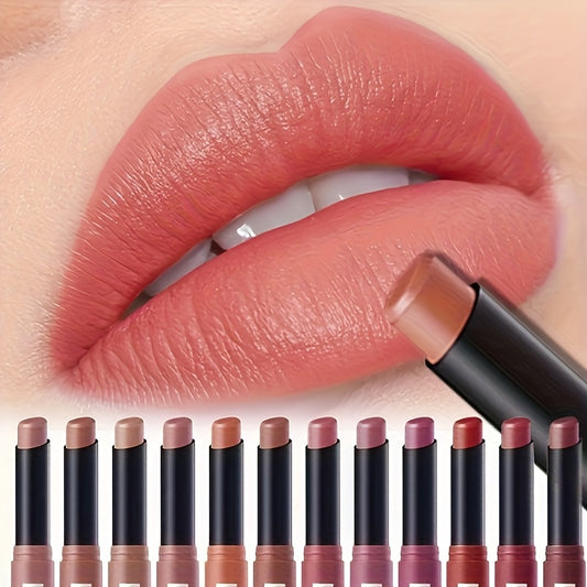 Single Pack of Matte Lipstick in 12 Colors with Lasting Moisture