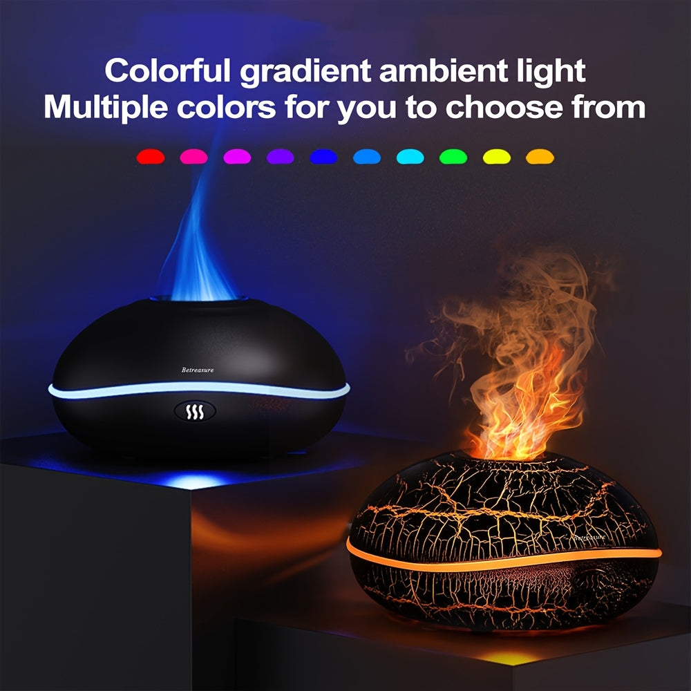 200ml Cool Crack Nebula Diffuser with Flame Effect, Auto Shut-off to Prevent Overheating, Long-lasting Mist, Compact and Space-saving Indoor Humidifier