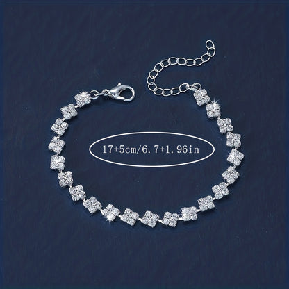 Luxurious Sparkling Rhinestone Claw Chain Bracelet for Women - Elegant Square Design, Perfect for Casual Attire, Fashion Trend, Rhinestone, Welding