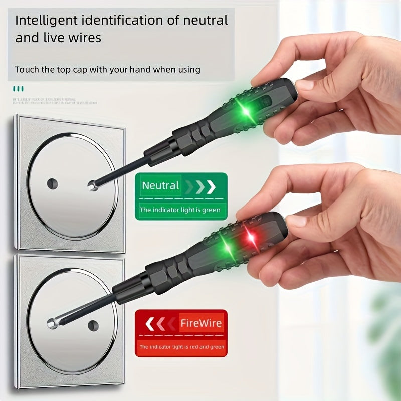 Set of 2 Smart Touch Voltage Testers Featuring Dual Heads And LED Lights - Ideal for Electrical Checks And Fault Location