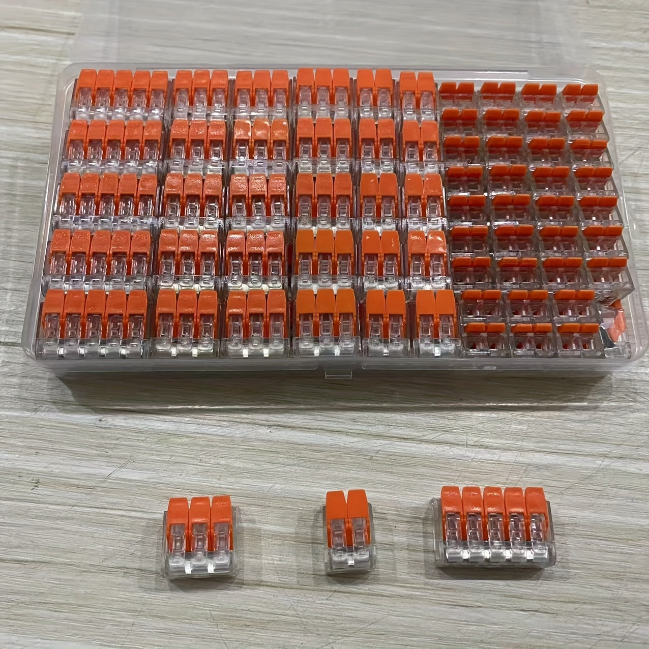 New Style Lever Line Electrical Connectors Kits, 90pcs Quick Electrical Connectors, 28-12AWG, Compact Wire Connectors, 45x2Inputs, 30x3Inputs, 15x5Inputs, Push in Electrical Connection Terminals