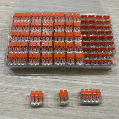 New Style Lever Line Electrical Connectors Kits, 90pcs Quick Electrical Connectors, 28-12AWG, Compact Wire Connectors, 45x2Inputs, 30x3Inputs, 15x5Inputs, Push in Electrical Connection Terminals