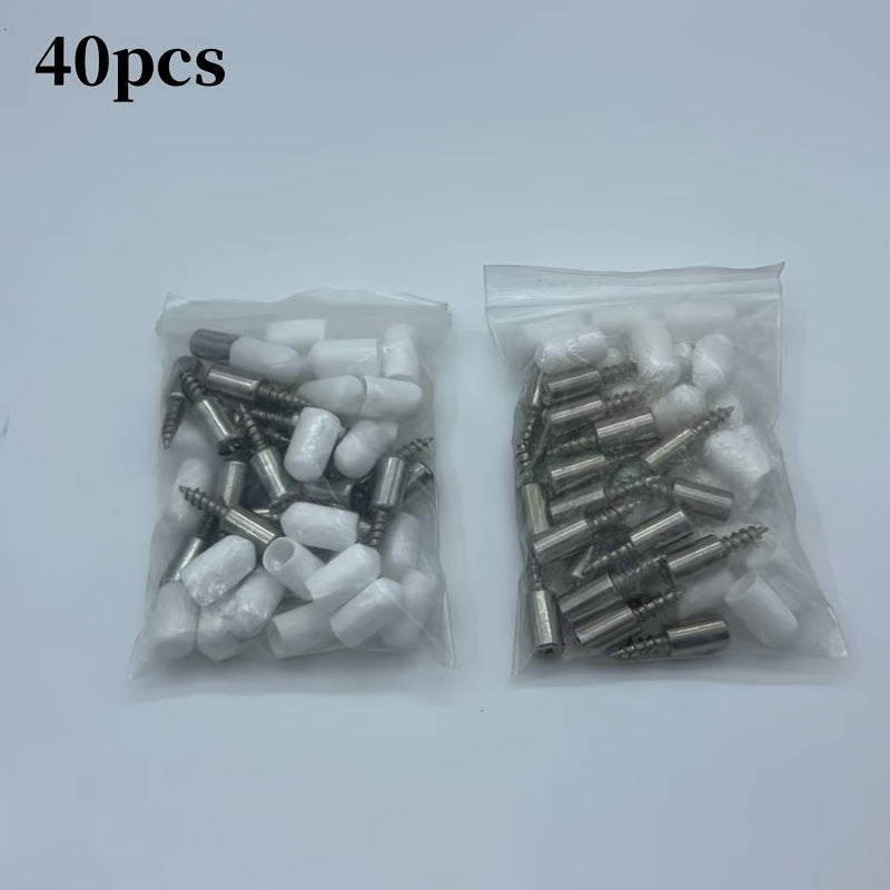 40pcs, Cabinet Shelf Pins with Anti-Slip Sleeve, Self-Tapping Shelf Hanging, Picture Frame Suspension Support Bracket, Wall and Wooden Cabinet Support Pin, Self-Drilling Screws for Furniture Bookshelf Wardrobe