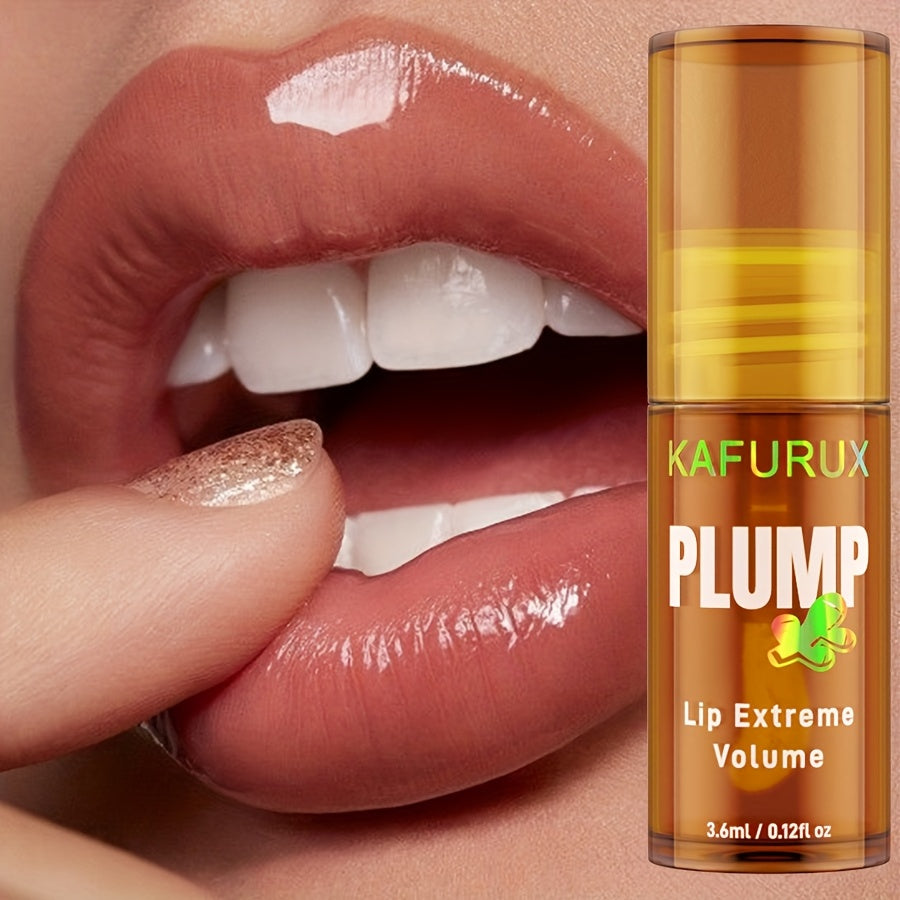 1pc KAFURUX PLUMP Lip Oil, Tinted Liquid Formula, High Shine Finish, Moisturizing Hydration, Fuller Lips Effect, Suitable for All Skin Types