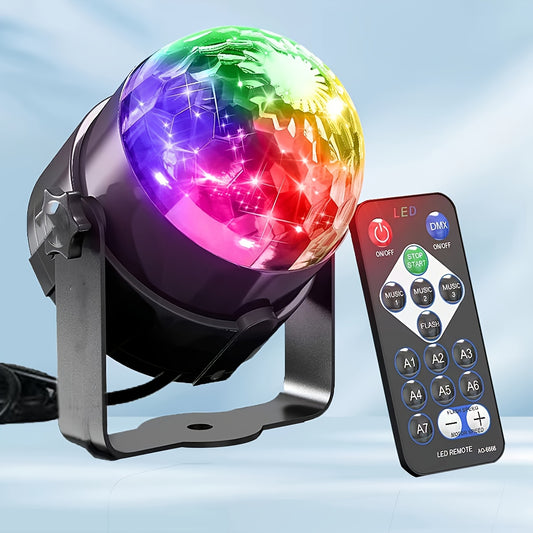 1pc Voice-Controlled RGB Disco Ball Light with 7 Modes – USB Powered, Color-Changing LED, Adjustable Stand, Remote Control, Perfect for Home Parties, Karaoke, Weddings, and Disco Events, Disco Party Decorations, Disco Light
