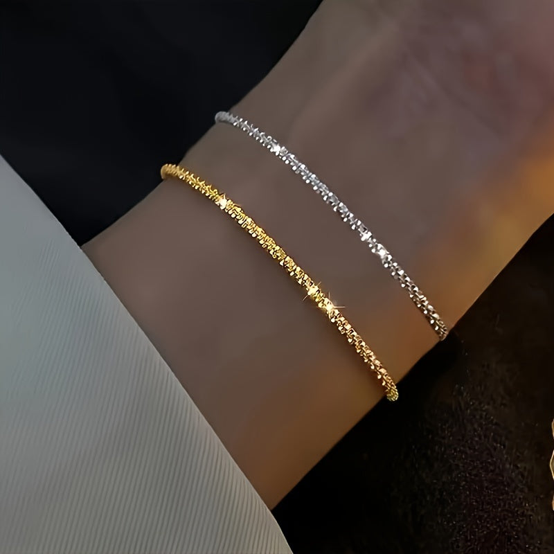 Women's 18K Golden-Plated Copper Sparkling Bracelet - Elegant & Cute Versatile Jewelry for Casual Attire, Parties, Valentine's Day Gift - Year-Round Accessory